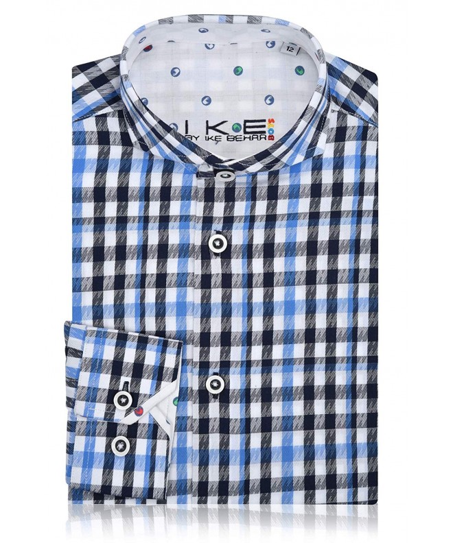 Ike Behar Checkered Sleeve Button