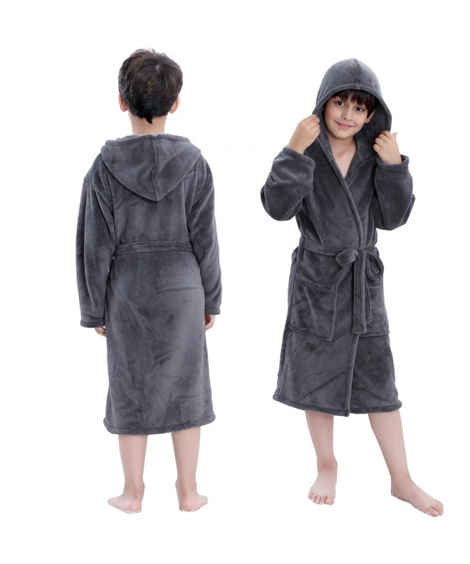 Hooded Herringbone Fleece Sleepwear Bathrobe
